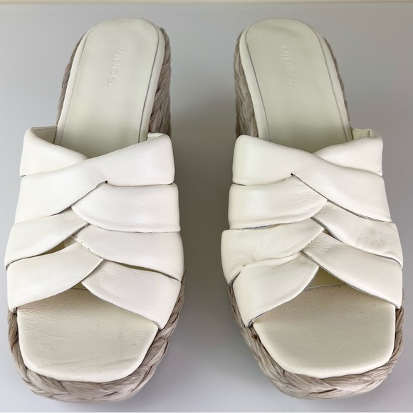 NEW VINCE IVORY LEATHER WEDGE SANDALS - Picture 9 of 12